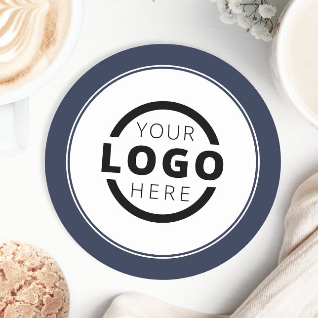 Custom Promotional Business Logo Branded Blue Round Paper Coaster (Creator Uploaded)