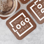 Custom Promotional Business Logo Branded Brown Square Paper Coaster<br><div class="desc">Easily personalise this coaster with your own company logo or custom image. You can change the background colour to match your logo or corporate colours. Customised promotional coasters with your business logo are great for corporate dinner events, or any event where paper coasters would be ideal. If you have a...</div>