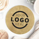 Custom Promotional Business Logo Branded Gold Round Paper Coaster<br><div class="desc">Easily personalise this coaster with your own company logo or custom image. You can change the background colour to match your logo or corporate colours. Customised promotional coasters with your business logo are great for corporate dinner events, or any event where paper coasters would be ideal. If you have a...</div>