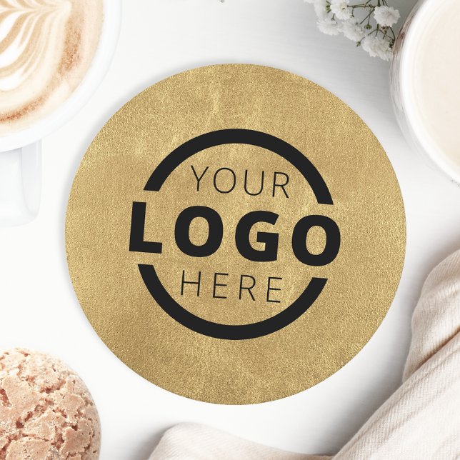Custom Promotional Business Logo Branded Gold Round Paper Coaster (Creator Uploaded)