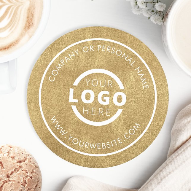 Custom Promotional Business Logo Branded Gold Round Paper Coaster (Creator Uploaded)
