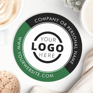 Custom Promotional Business Logo Branded Green Round Paper Coaster