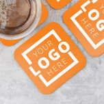 Custom Promotional Business Logo Branded Orange Square Paper Coaster<br><div class="desc">Easily personalise this coaster with your own company logo or custom image. You can change the background colour to match your logo or corporate colours. Customised promotional coasters with your business logo are great for corporate dinner events, or any event where paper coasters would be ideal. If you have a...</div>
