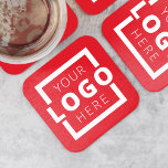 Custom Promotional Business Logo Branded Red Square Paper Coaster<br><div class="desc">Easily personalise this coaster with your own company logo or custom image. You can change the background colour to match your logo or corporate colours. Customised promotional coasters with your business logo are great for corporate dinner events, or any event where paper coasters would be ideal. If you have a...</div>