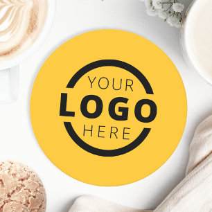 Custom Promotional Business Logo Branded Yellow Round Paper Coaster