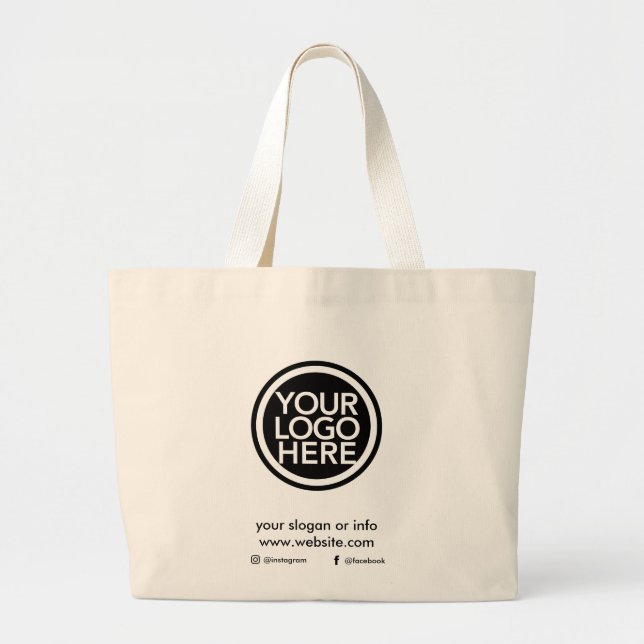 Custom Promotional Business Logo Large Tote Bag (Front)