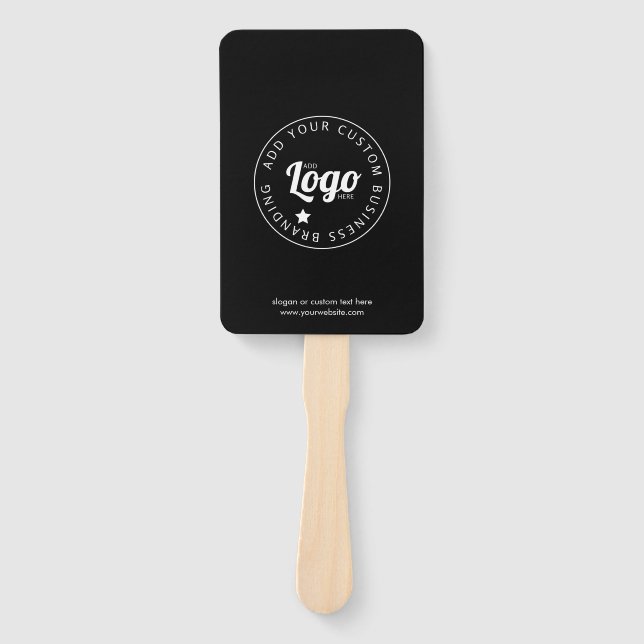 Custom Promotional Hand Fan With Logo | Black (Front)