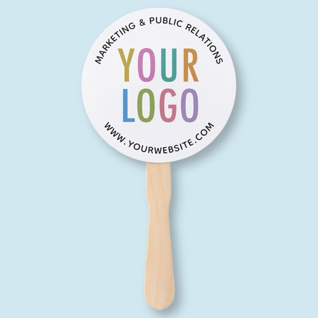 Custom Promotional Hand Fans with Logo Personalise (MISOOK White Round Handheld Fan with Logo)