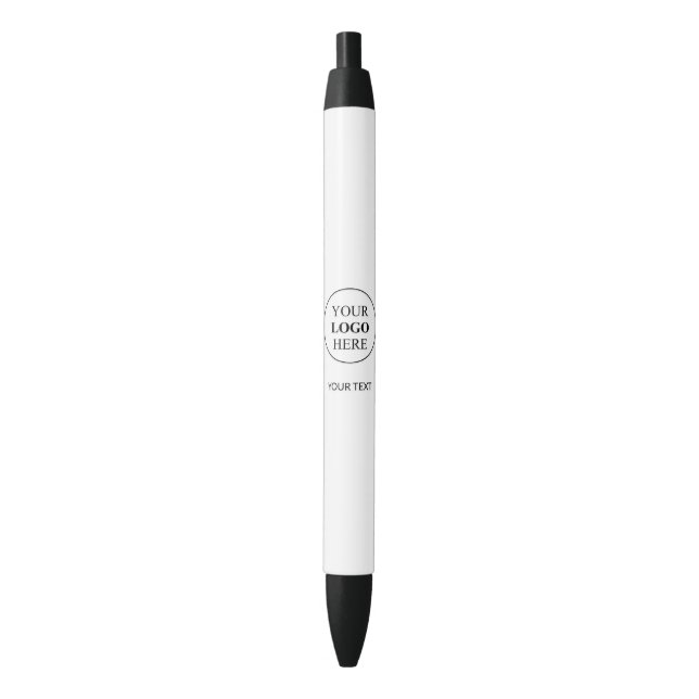 Custom Promotional Logo Black Ink Pen (Front Vertical)