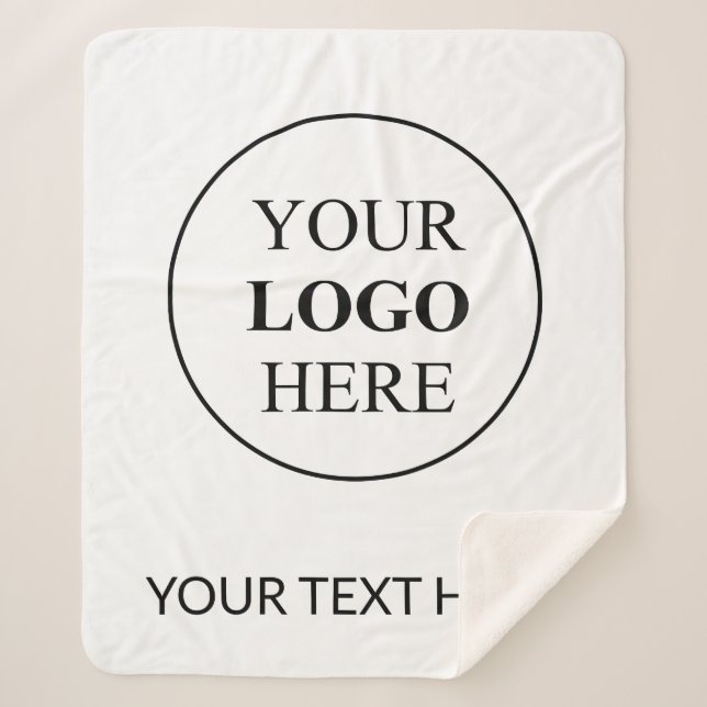 Custom Promotional Logo – No Minimum Order Sherpa Blanket (Front)