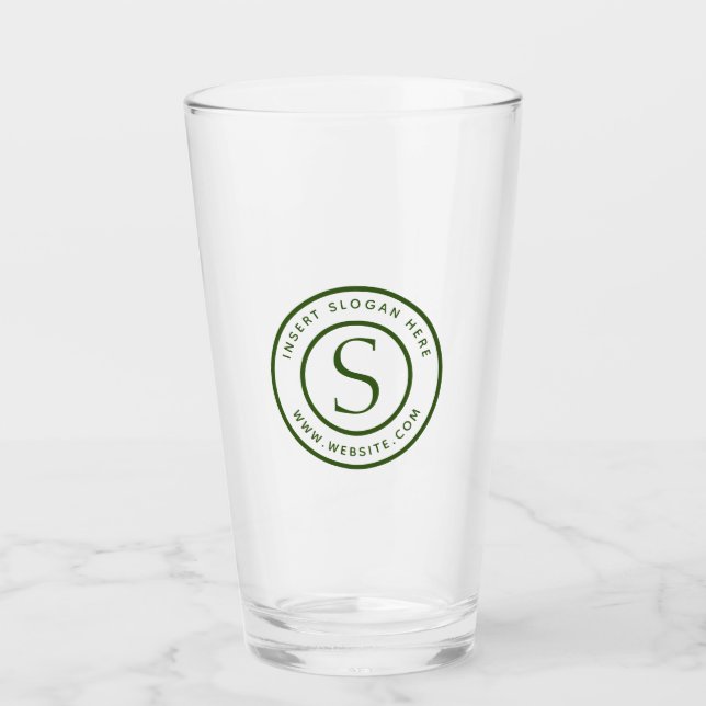Custom Promotional Monogram Forest Green Glass (Front)