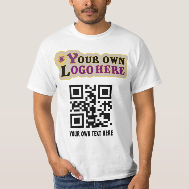 Custom promotional QR code and logo T-Shirt (Front)