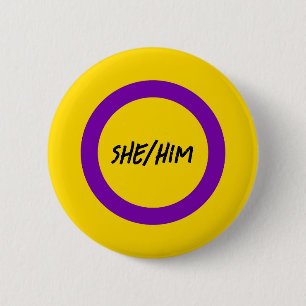 Custom Pronouns Intersex Pride Flag 6 Cm Round Badge