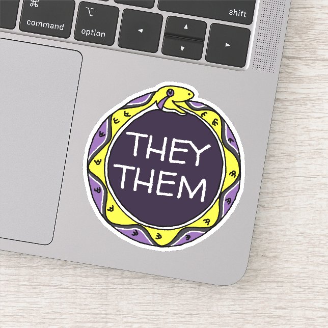 Custom Pronouns LGBTQIA+ Nonbinary Ouroboros Snake (Detail)