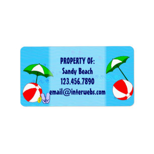 Custom Property Of Beach Ball Pool Umbrella Label