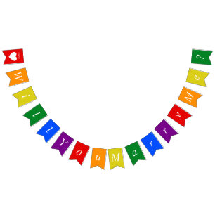 Custom Proposal LGBTQ Will You Marry Me Rainbow Bunting
