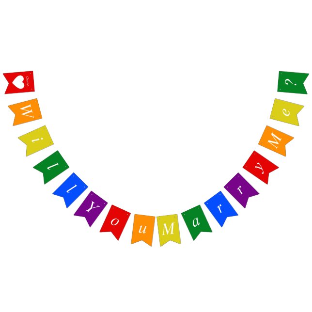 Custom Proposal LGBTQ Will You Marry Me Rainbow Bunting (All)