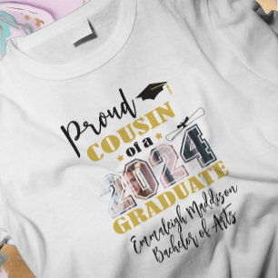Custom Proud Cousin -Her Photo 2024 Graduate T-Shirt