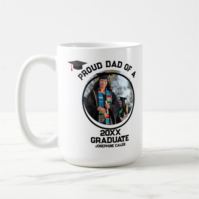 Custom Proud Dad of a Graduate Photo  Coffee Mug (Left)