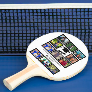Custom proud dad of the graduate 11 photo collage ping pong paddle