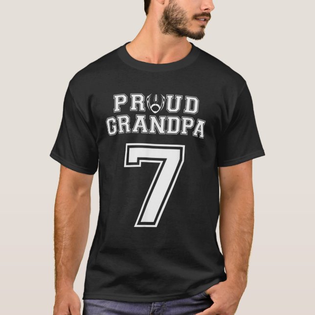 Custom Proud Football Grandpa Number 7 Personalize T-Shirt (Front)