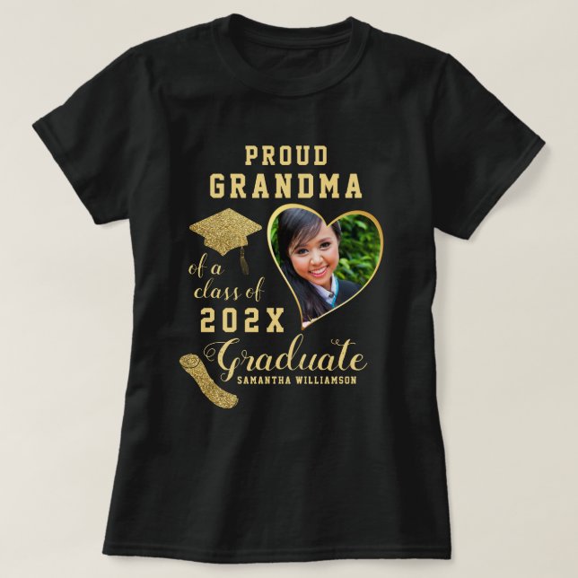 Custom Proud Grandma of a Class of 2025 Graduate T-Shirt (Design Front)