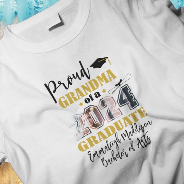 Custom Proud Grandma Photo 2024 Graduate T-Shirt (Creator Uploaded)