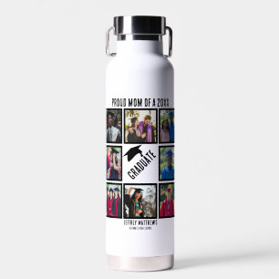 Custom Proud Mum of Year Graduation Photo Collage  Water Bottle