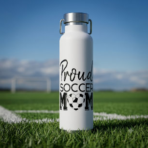 Custom Proud Soccer Mum Jersey Number Heart Water Bottle