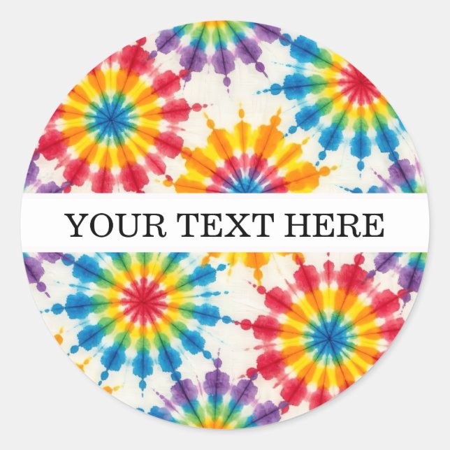Custom Psychedelic Tie Dye | Groovy Retro Stickers (Front)