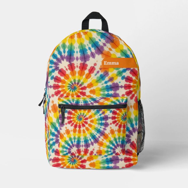 Custom Psychedelic Tie Dye | Retro Groovy Backpack (Front)