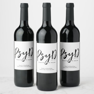 Custom PsyD Doctor of Psychology Graduation Wine Label
