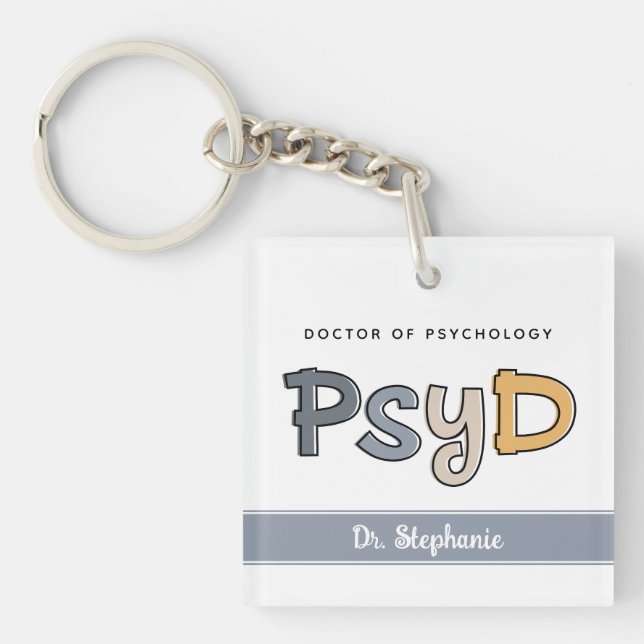 Custom PsyD Doctor of Psychology Psychologist Key Ring (Front)