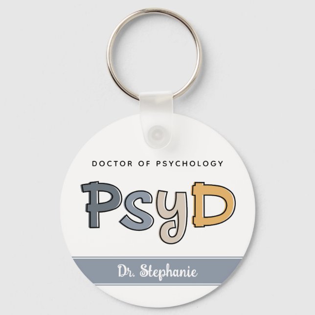 Custom PsyD Doctor of Psychology Psychologist Key Ring (Front)