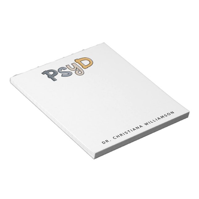 Custom PsyD Doctor of Psychology Psychologist Notepad (Angled)