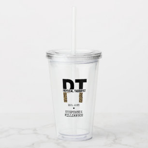 Custom PT Physical Therapist Cheetah Print Acrylic Tumbler