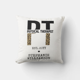 Custom PT Physical Therapist Cheetah Print Cushion