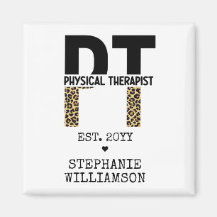 Custom PT Physical Therapist Cheetah Print Magnet
