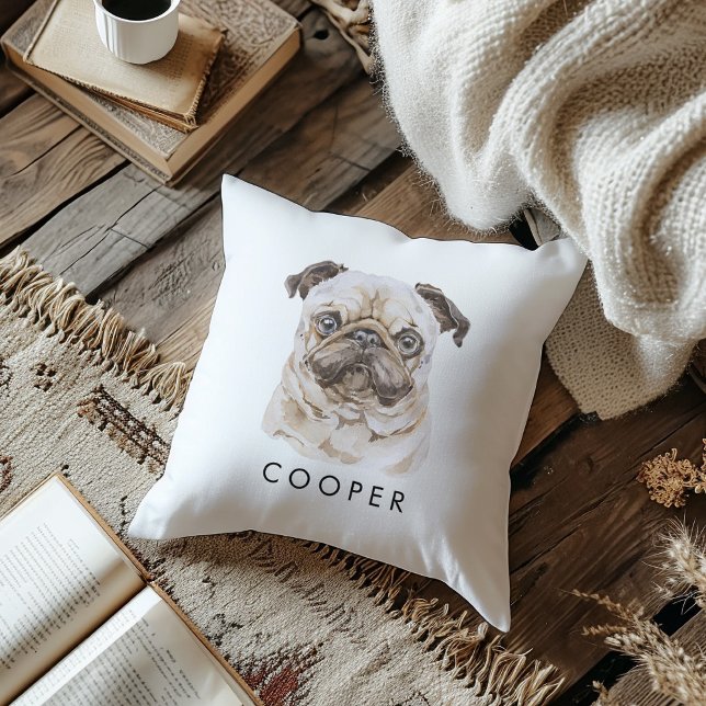 Custom Pug Dog Breed Dog Name Dog Lover Gifts Cushion (Creator Uploaded)