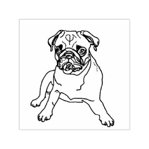 Custom Pug Dog Cute Modern Hipster Animal Stamp