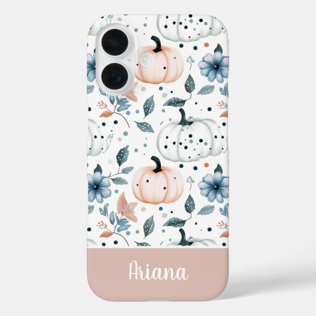 Custom Pumpkin and Flowers pattern  Case-Mate iPhone Case (Back)