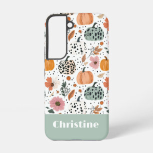 Custom Pumpkin and Flowers pattern Samsung Galaxy Case