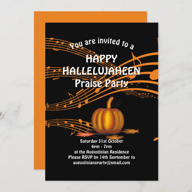 Custom | Pumpkin | Christian Halloween Invitation (Front/Back)