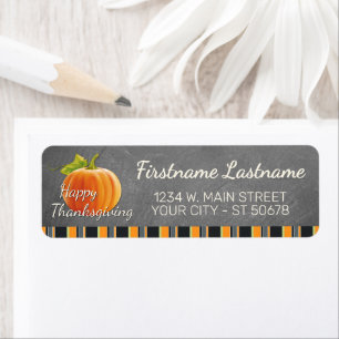 Custom Pumpkin Colourful Fun Stripes Pattern Return Address Label
