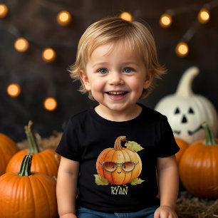 Custom Pumpkin Cute Watercolor Halloween  Toddler T-Shirt