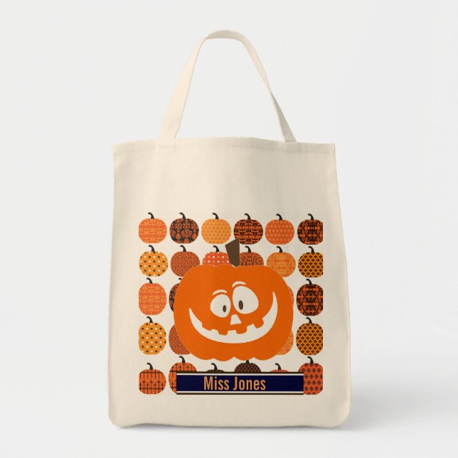Custom Pumpkin Halloween Tote Bag (Front)