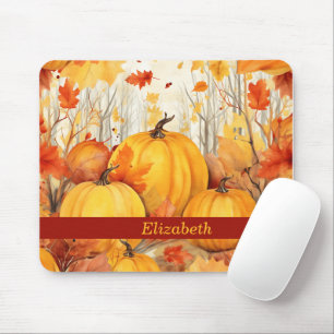 Custom Pumpkin Maple Leaf Fall Autumn Thanksgiving Mouse Pad