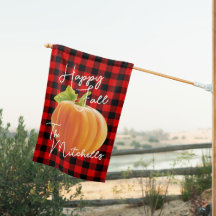 Custom Pumpkin On red Black Check Pattern