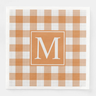 Custom Pumpkin Orange Gingham Pattern Napkin