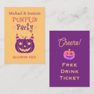 Custom Pumpkin Party Halloween Free Drink Ticket